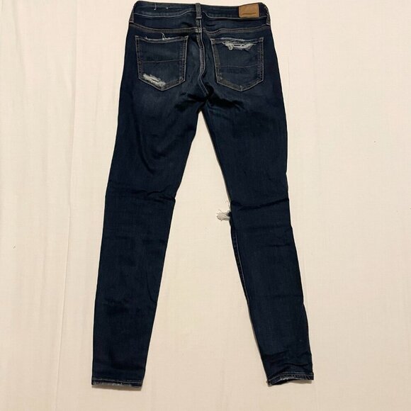 American Eagle Super Stretch Denim Jeans Size 4 Distressed - Picture 10 of 14